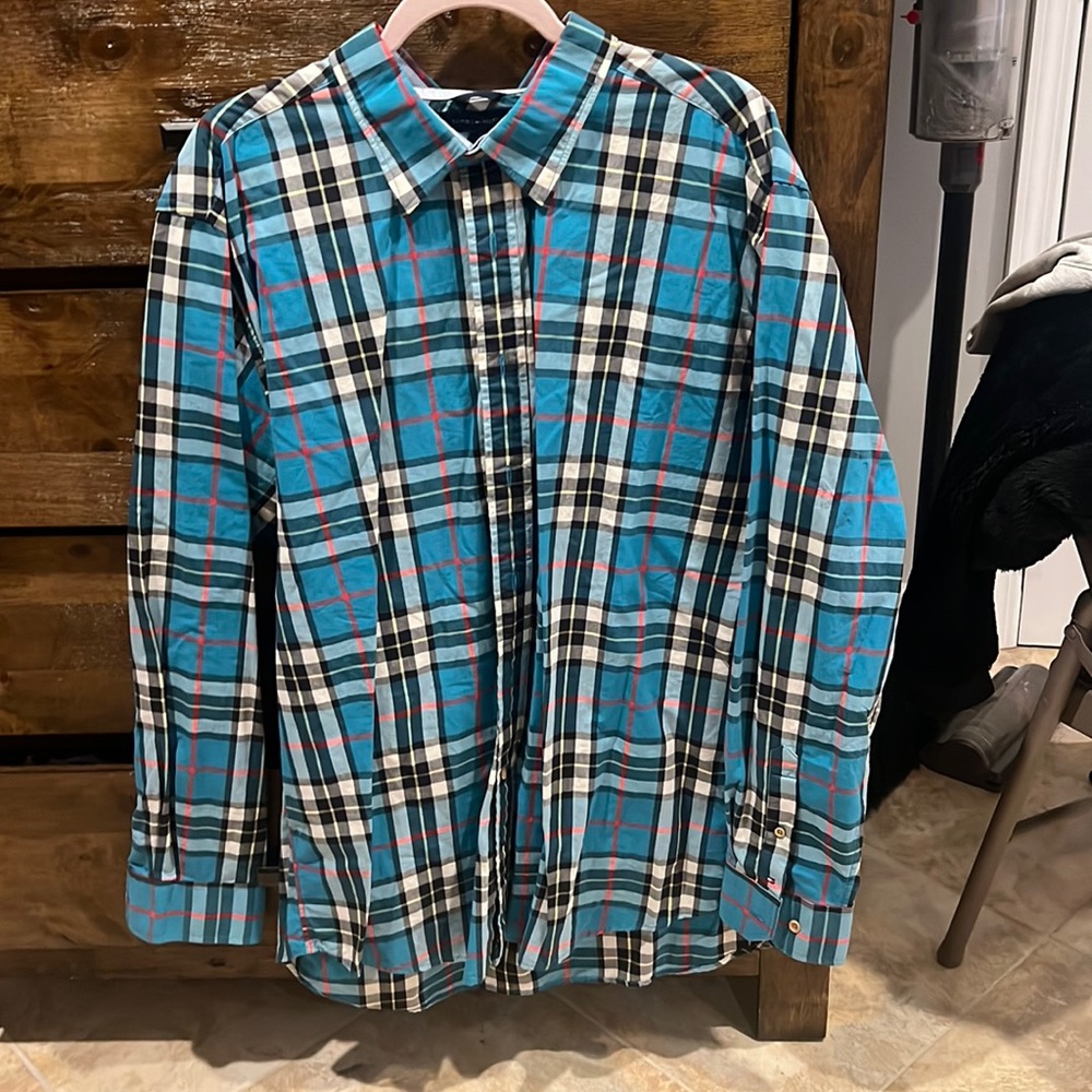 Blue plaid Tommy Hilfiger dress shirt
